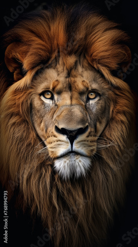 a fierce lion staring right at the camera with intense powerful eyes © Дмитрий Симаков