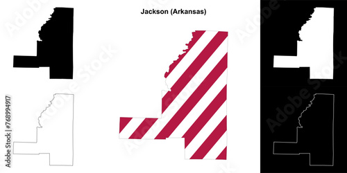 Jackson county outline map set
