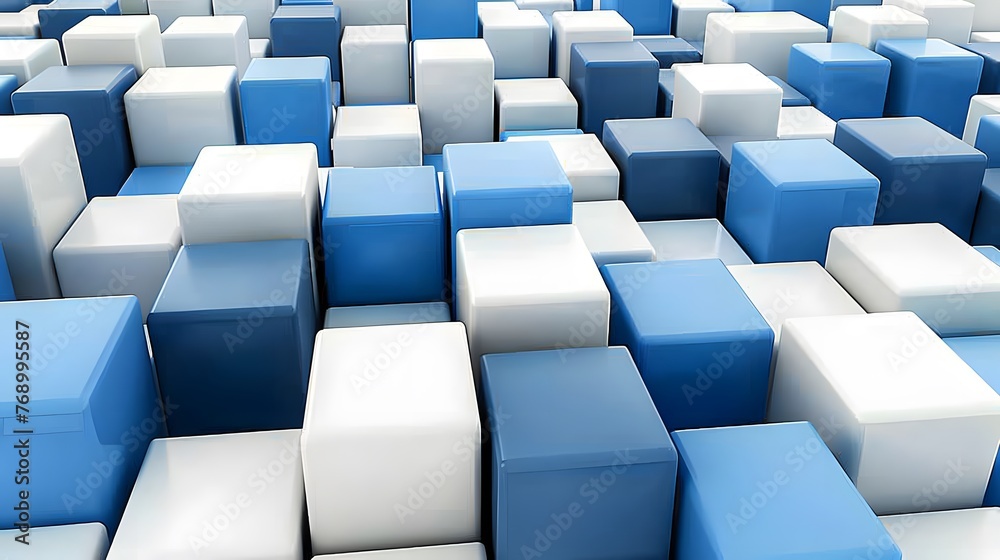 Abstract Blue 3D Cubes Pattern Abstract Blue 3D Cubes Pattern