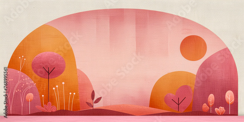 vector illustration of pink minimal abstract illustration  love is the sun that rises rom my heart