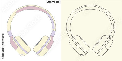Head Phone vector and line art eps