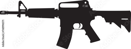 Graphic black detailed silhouette pistols, guns, rifles, submachines, revolvers and shotguns. Isolated on white background
