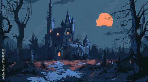 Vector art abandoned castle for Halloween