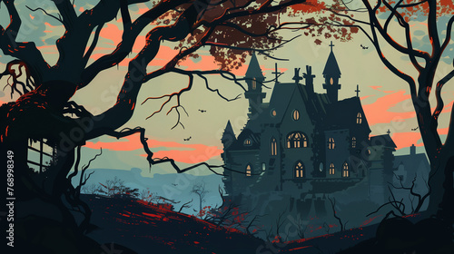 Vector art abandoned castle for Halloween