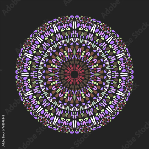 Round petal pattern mandala - ornamental geometrical abstract vector graphic