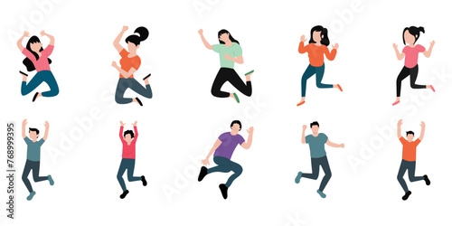 Happy People Jumping Cartoon