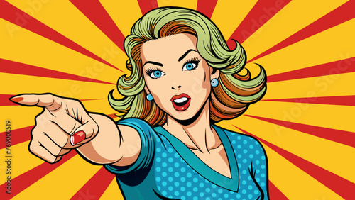 gesture woman pointing finger at you pop art retr