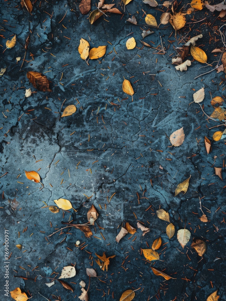 Obraz premium A collection of leaves lies scattered on the ground, forming a dense cluster of autumn foliage