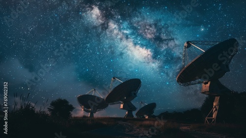 Radio telescopes, observes the Milky Way at night, the unusualness and complexity of our galaxy