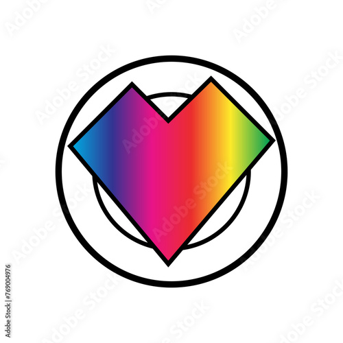Beautiful spectral pointed vector heart isolated on white background. Object, concept, detail, web