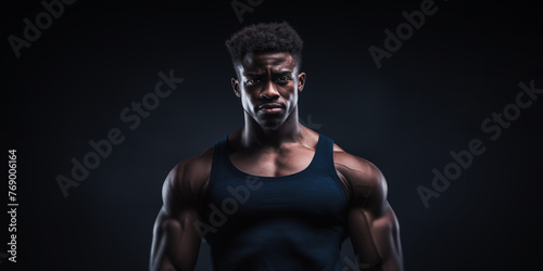 Handsome black man Gymnast athlete. Sports, diversity and inclusion concept. Related to the themes of camaraderie, brotherhood, sisterhood, grace, elegance, poise, form, technique, skill, talent