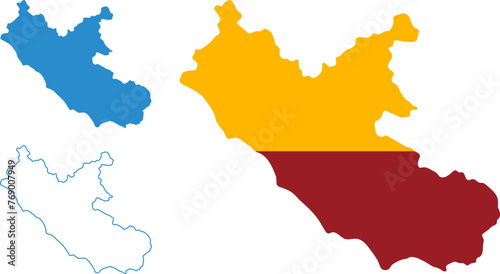 Vector silhouette outline regione Lazio, italian, Rome Roma italian region, red and yellow