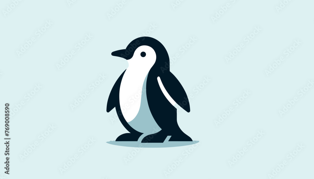 Obraz premium A flat vector of a penguin, focusing on its form and stance, with a simple design highlighting contrast.