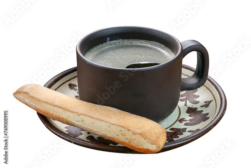 Breakfast with coffee and bread