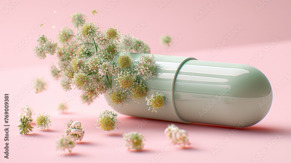 Capsule close up on flowers background - healthy diet concept. Natural preparations. Capsule close up on flowers background - healthy diet concept. Natural preparations.
