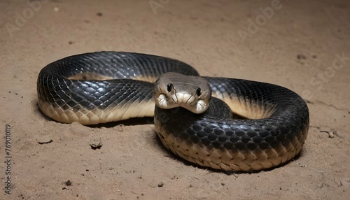 A King Cobra With Its Distinctive Hood Pattern On