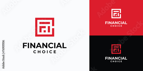 Vector logo design of letter F C initials and growth graph bar shape in modern, simple, clean and abstract style.