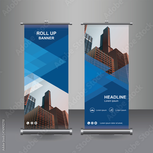 Vertical Business Roll Up  Banner Design, Signboard Advertising Brochure Flyer Template Vector X-banner and Street Business Flag of Convenience, Layout Background.
