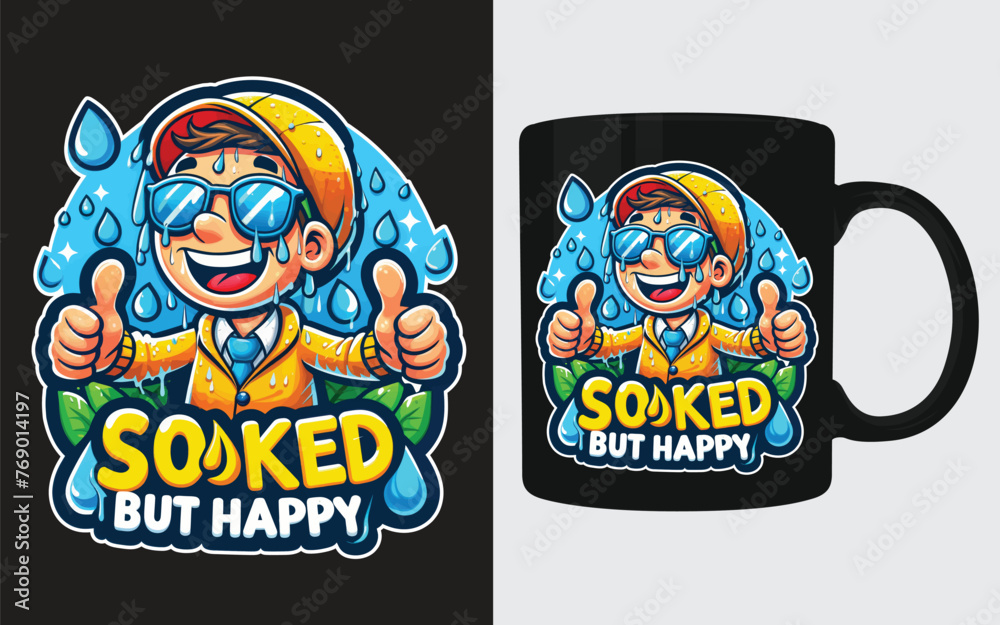 Songkran Fun: Soaked But Happy Illustration Mug Songkran Fun: Soaked But Happy Illustration Mug