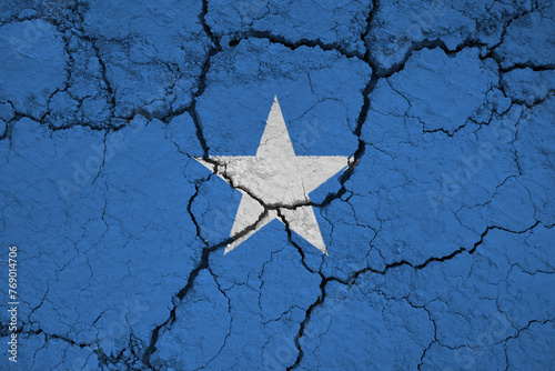 Close-Up of a Wrinkled and Cracked Old Federal Republic of Somalia Flag