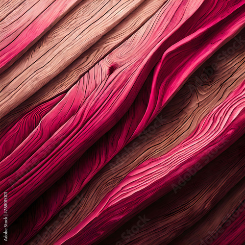 Vibrant Pink and Natural Wood Grain Textures Intertwined