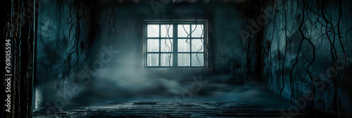 Dark and Abandoned Building, Spooky and Broken Interior, Concept of Horror and Desolation