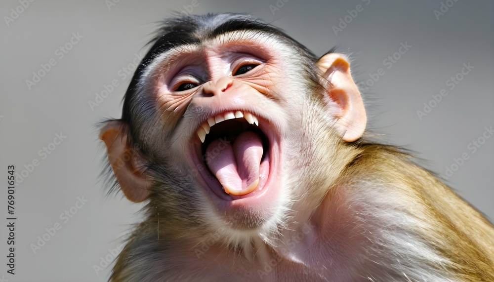 A Monkey Laughing At A Joke - obrazy, fototapety, plakaty 