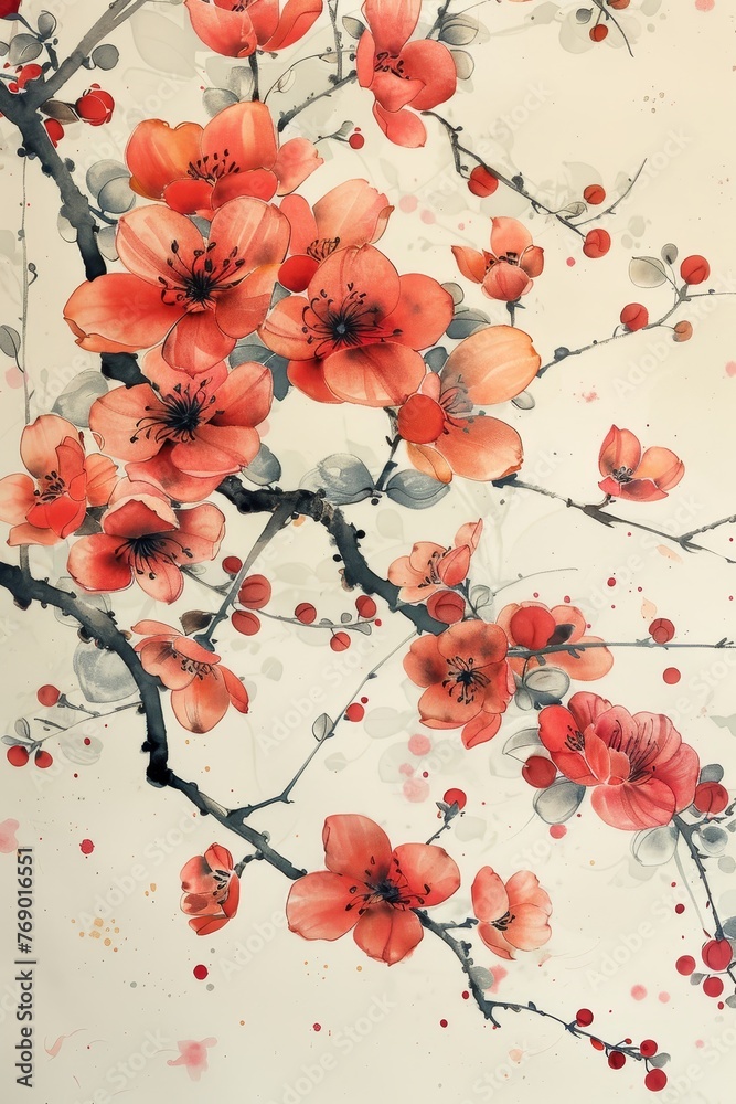 Floral vine motif seamlessly blends soft watercolor with a modern twist for chic home decor elegance