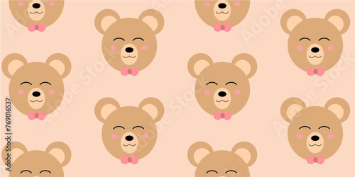 Fototapeta Naklejka Na Ścianę i Meble -  Cute animals, hand-drawn cute Bear. Vector illustration. Design for printing. Seamless pattern.