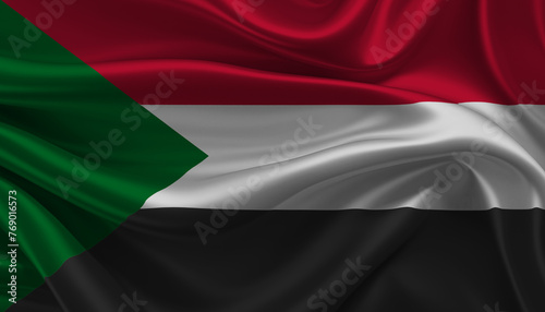 Bright and Wavy Republic of the Sudan Flag Background