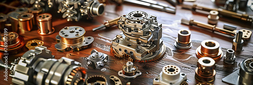 Detailed Gears and Mechanical Parts, Precision in Engineering and Machinery, Industrial Technology Concept