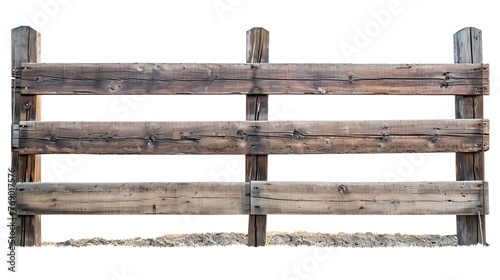 Rustic Wooden Horse Fence in Frontal View Providing Classic and Functional Boundary for Equestrian Environments