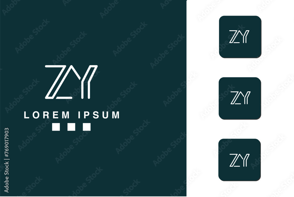 Alphabets Letters YZ, ZY,   Initials Logo Monogram