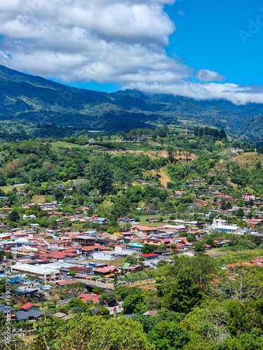 Panama, Boquete, view of the town center and nature
