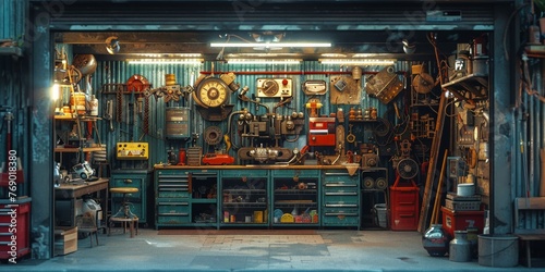 Organized chaos in an old-school workshop full of mechanical relics