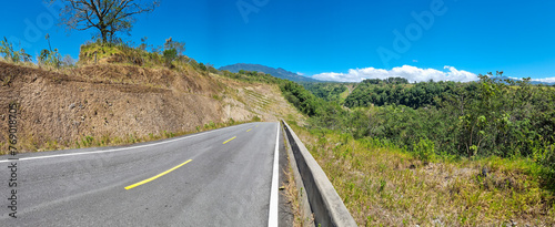Panama, Boquete, road in the canyon with a view to the volcano