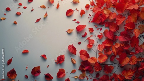 Autumn leaves border on white background for seasonal design space © rorozoa
