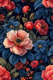 Sophisticated and elegant floral vine design, for luxury fashion fabric, intricate and detailed, in lush, vibrant hues