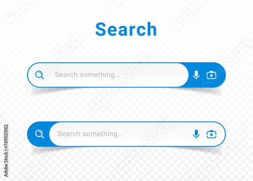 Internet browser search bar frame. Search engine for UI UX design and web browser template. Collection of search box, search button, search address, search form and navigation bar elements.