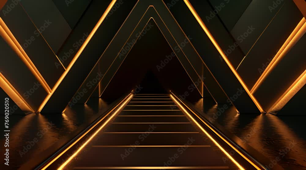 stairs with dark room with golden light flame stairs with dark room with golden light flame