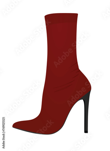 Women long boot. high heel. vector illustration