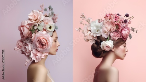 Beautiful women with flowers on her head