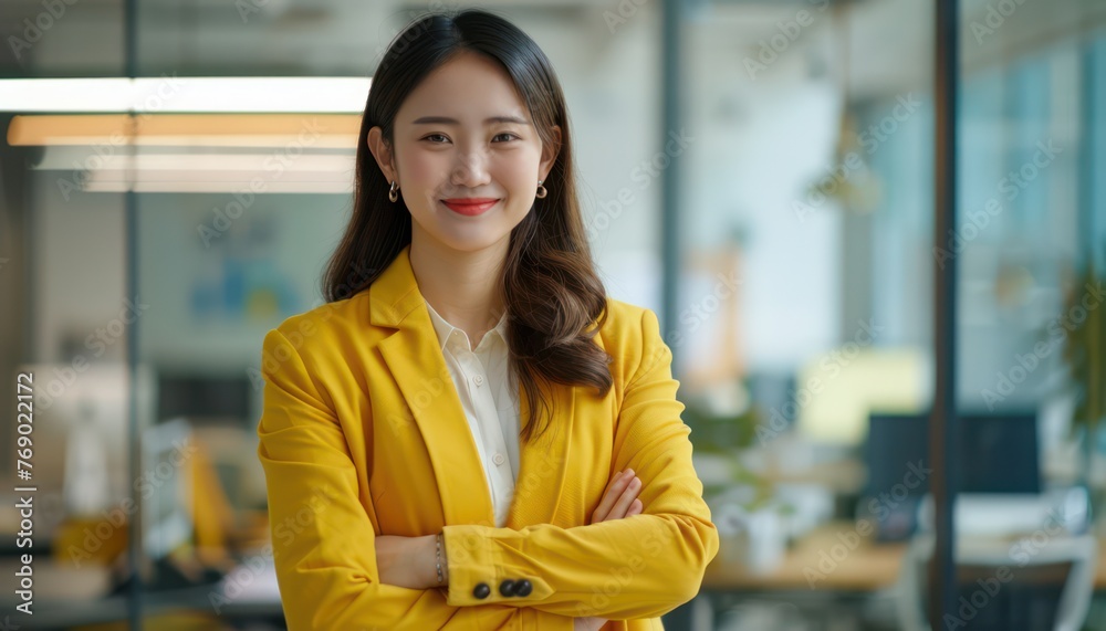Confident businesswoman in office environment Confident businesswoman in office environment