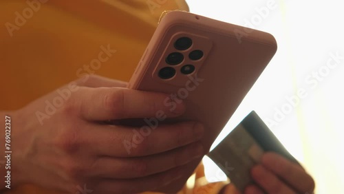 Wallpaper Mural Woman hands shopping online holding smartphone paying with credit card. Girl buying on Internet enter credit card details. Online shopping ecommerce delivery service Torontodigital.ca