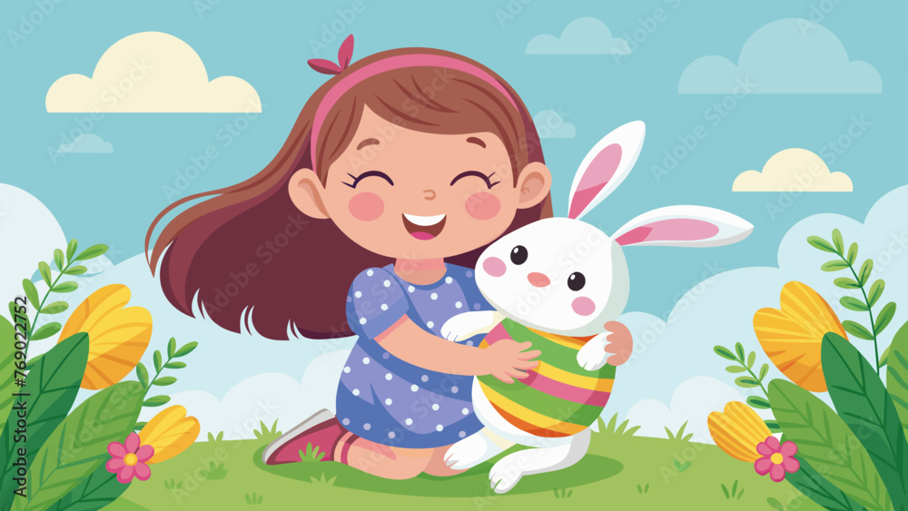 little girl and easter bunny cute little girl hug little girl and easter bunny cute little girl hug
