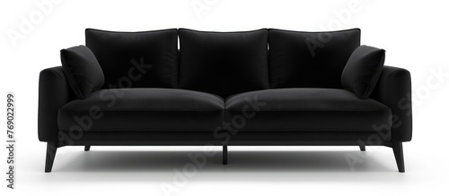Black fabric sofa on white background with clipping path. photo