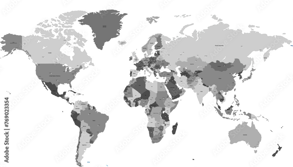 Fototapeta premium World map. Modern color vector map. Silhouette map 