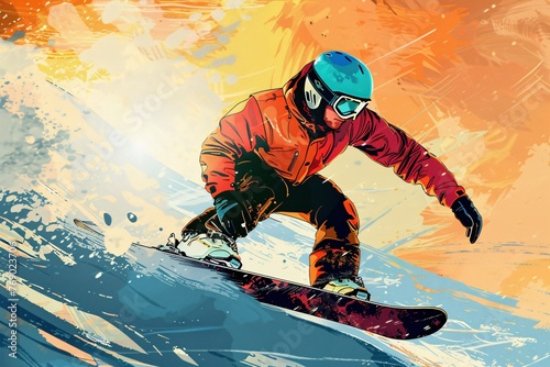 a man on a snowboard