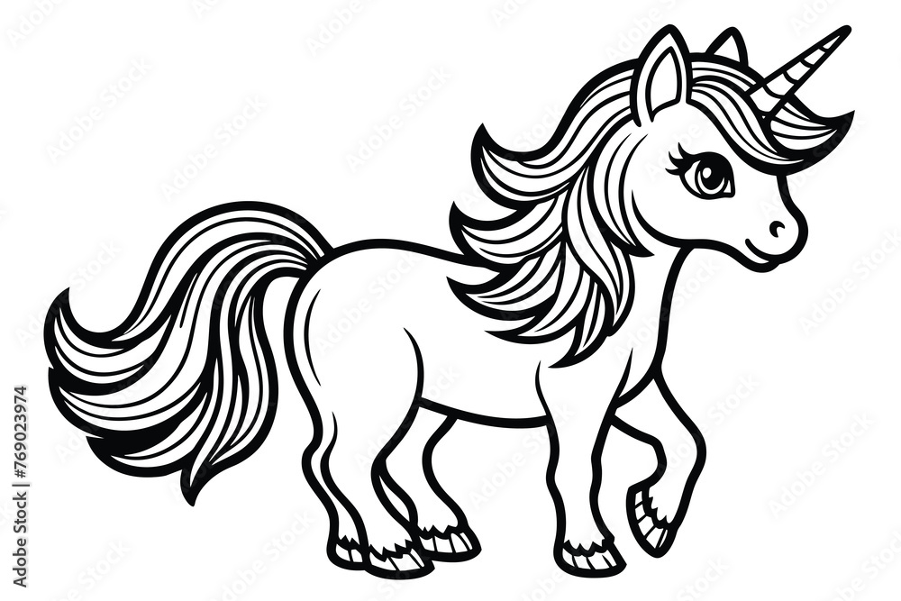 a cute unicorn line art, vector illustration a cute unicorn line art, vector illustration