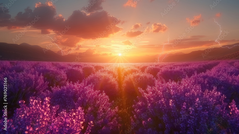 During sunset, a field of lavendel and deep sky
During sunset, a field of lavendel and deep sky
